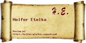 Helfer Etelka névjegykártya